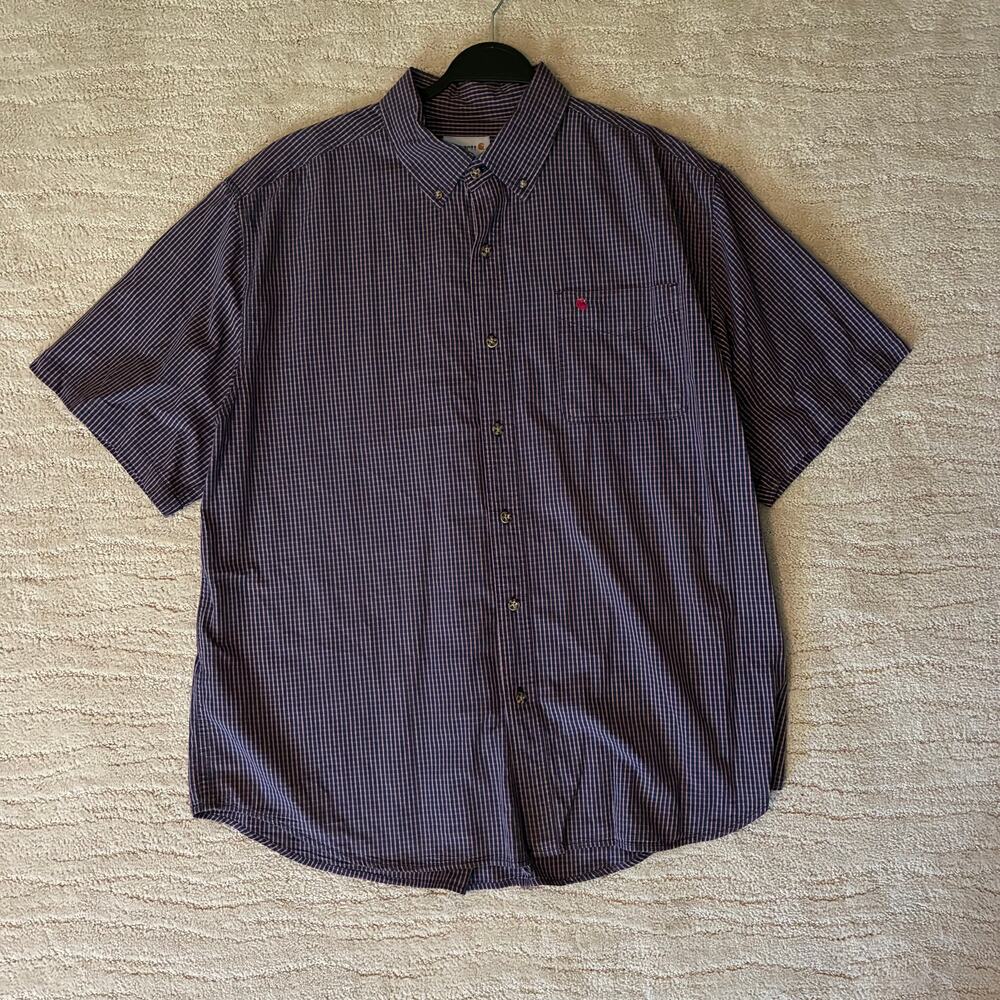 Carhartt Mens 2XL Cotton Workwear Casual Button Down Short Sleeve Shirt Gorpcore